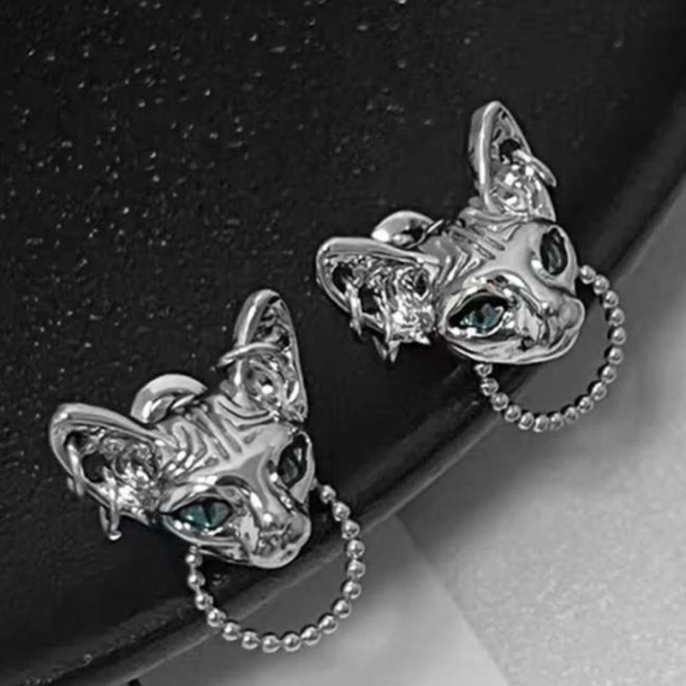 “Punk Bastet” Egyptian Goddess Sphynx Feline Hairless/Shorthair Cat Steel Studs - Picture 7 of 16